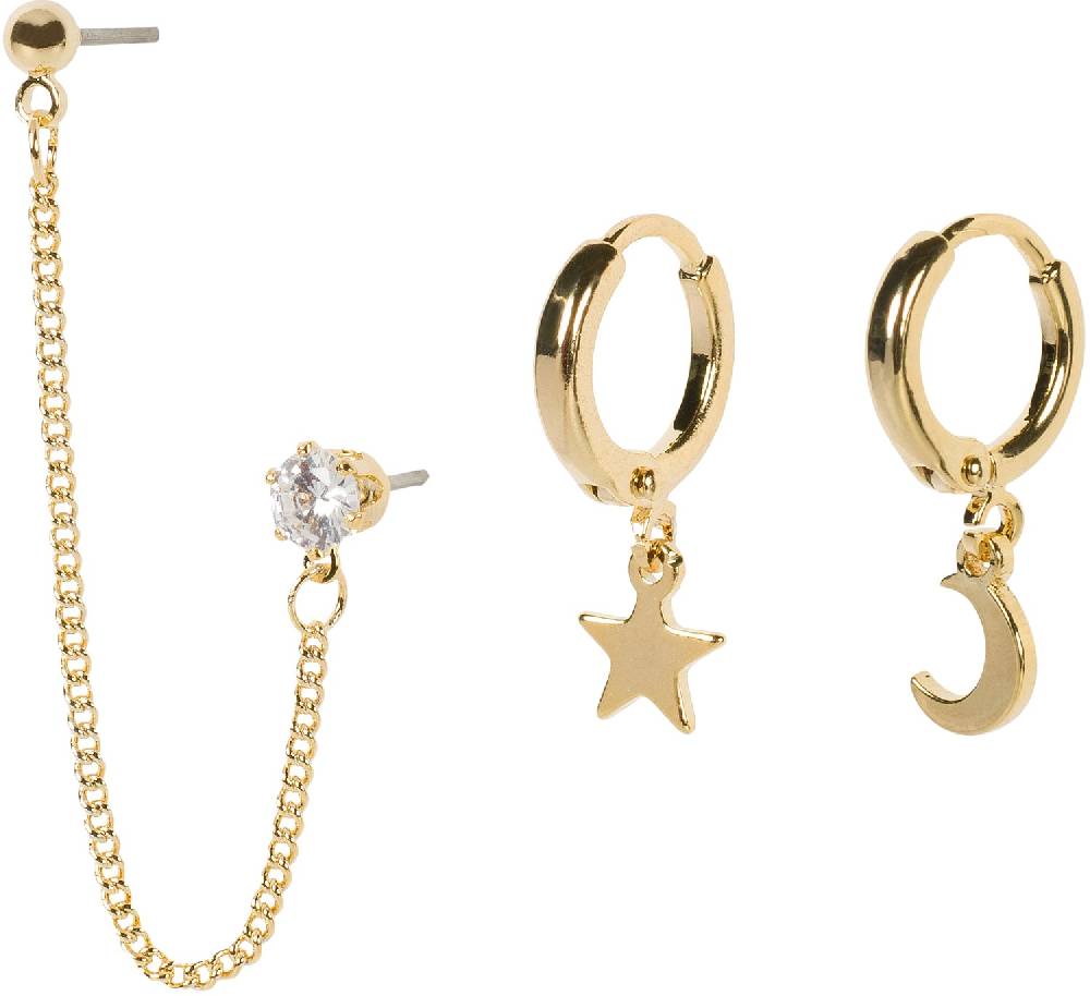 Stylebreaker 4-Teiliges Hoops und Ohrstecker Set mit Strass