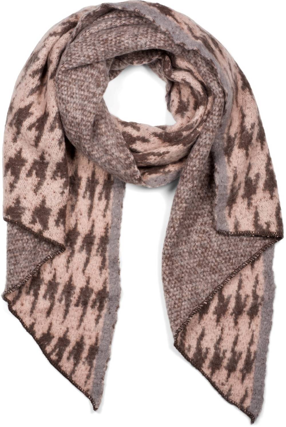 Stylebreaker Asymmetrischer Web Schal mit Pepita Hahnentritt Muster