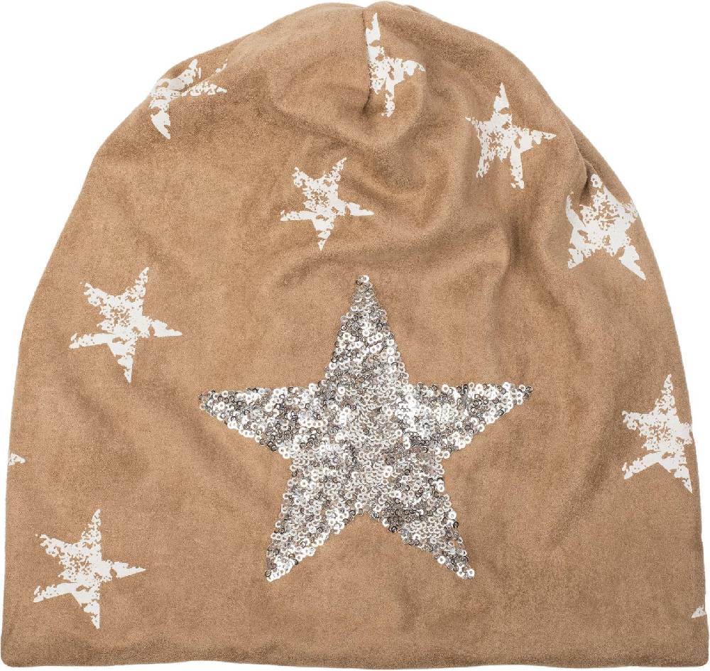 Stylebreaker Beanie In Veloursleder Optik Mit Pailletten Stern