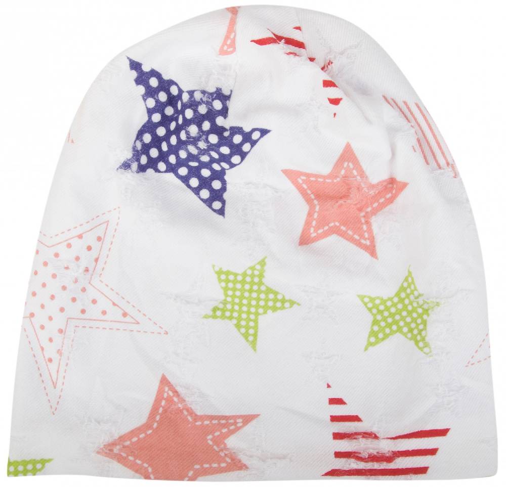 Stylebreaker Beanie Mütze Mit Bunten Sternen In Destroyed Optik