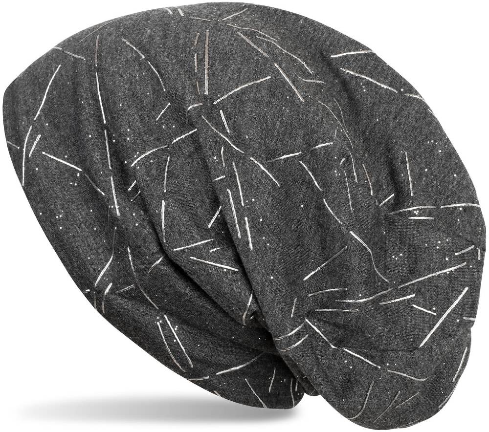Stylebreaker Beanie Mütze mit Glitzer und Metallic Linien