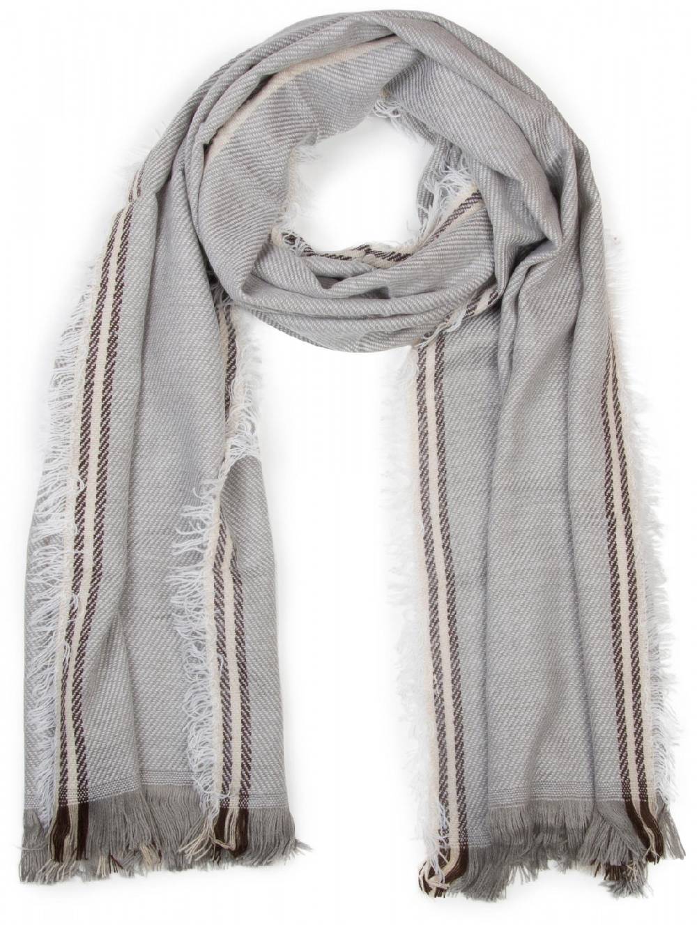 Stylebreaker Breiter XXL Schal mit Fransen und Streifen Muster