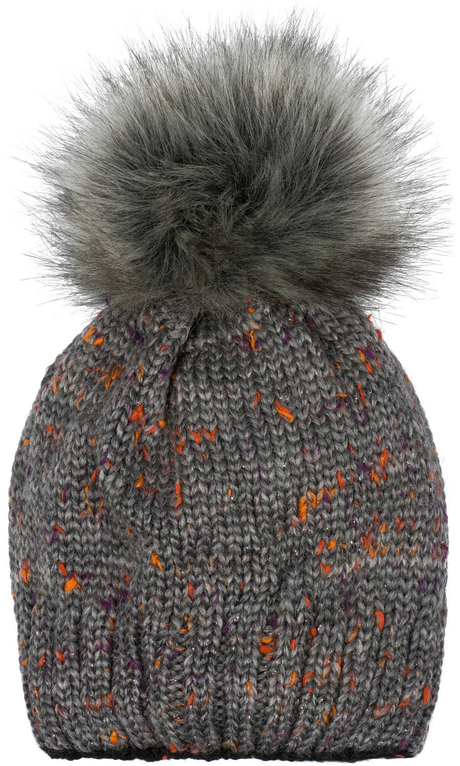 Stylebreaker Bunt gemusterte Bommelmütze mit Glitzerfaden