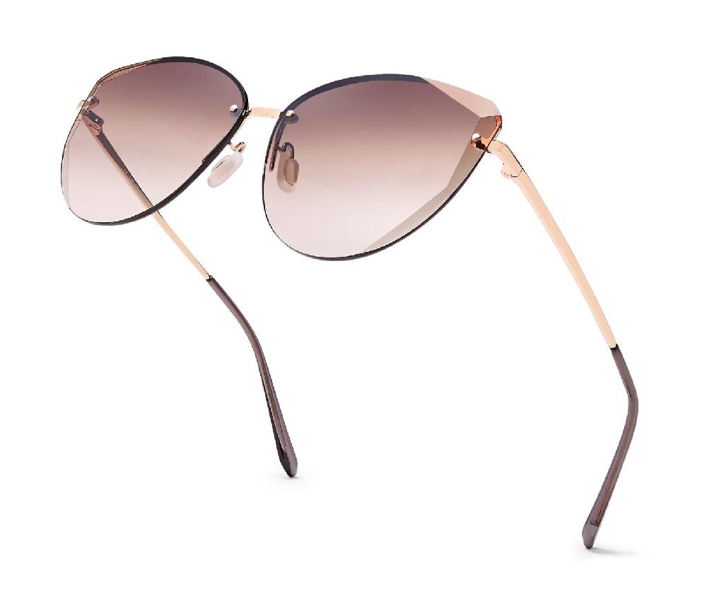 Stylebreaker Cateye Sonnenbrille Diamant Schliff Rahmenlos