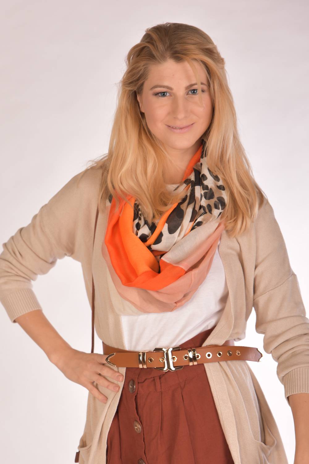 Stylebreaker Colour Blocking Loop Schal Mit Leoparden Muster