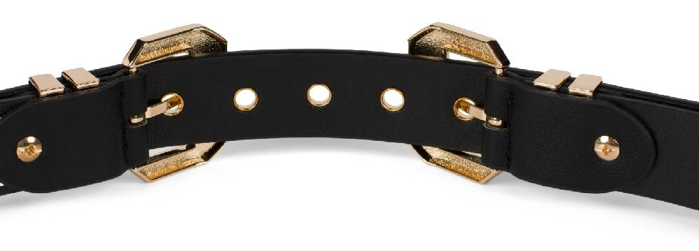 Stylebreaker Doppel Schnallen Gürtel Mit Goldenen Metall Details