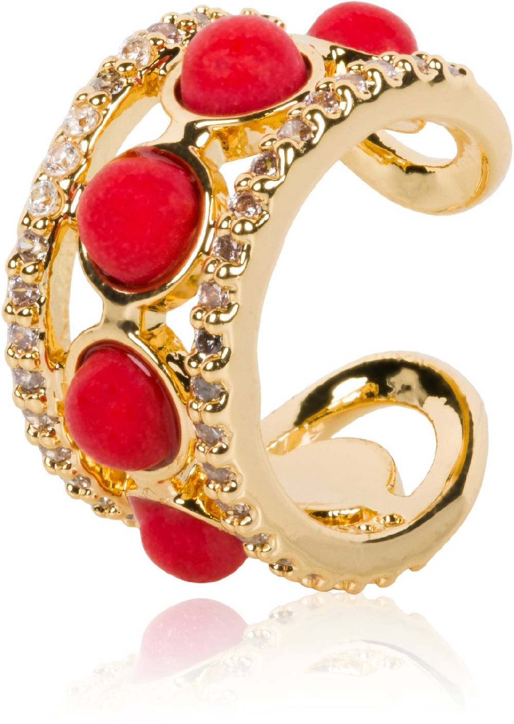 Stylebreaker Ear Cuff Klemm Ohrring mit Natursteinen und Strass