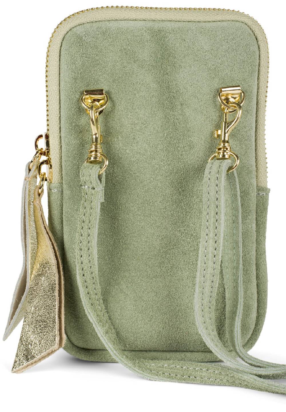 Stylebreaker Echtleder Handy Umhängetasche Veloursleder