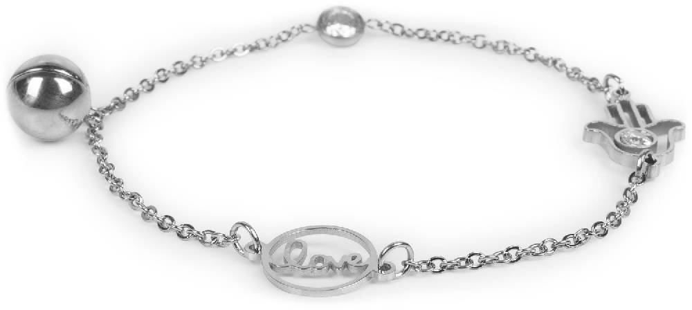 Stylebreaker Edelstahl Armkette Love - Fatimas Hand - Strass