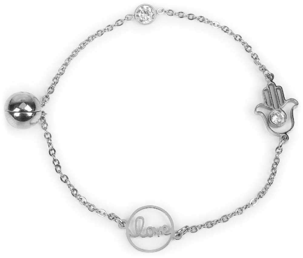 Stylebreaker Edelstahl Armkette Love - Fatimas Hand - Strass