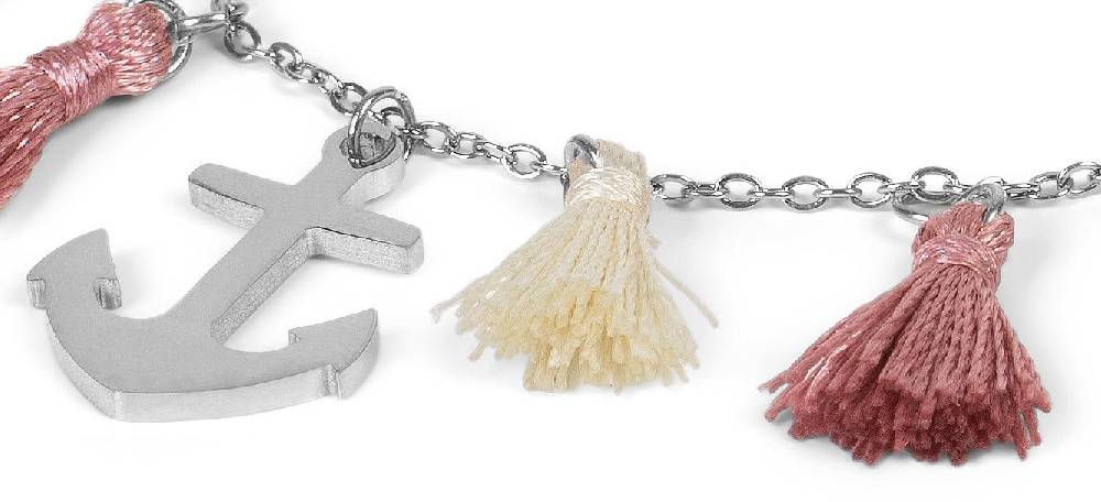 Stylebreaker Edelstahl Armkette Mit Anker Charm Und Quasten