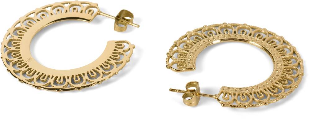 Stylebreaker Edelstahl Creolen Ohrringe Mit Ornament Verzierung