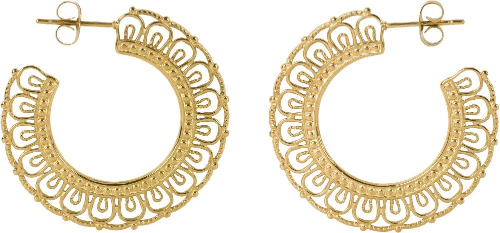 Stylebreaker Edelstahl Creolen Ohrringe mit Ornament Verzierung