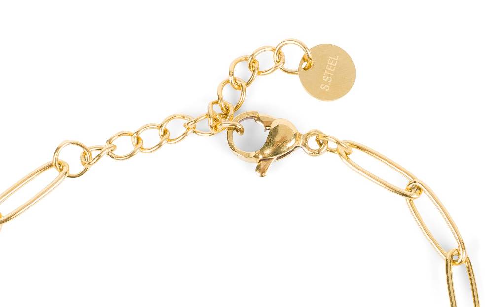 Stylebreaker Edelstahl Glieder Armkette Mit Ring Anhängern