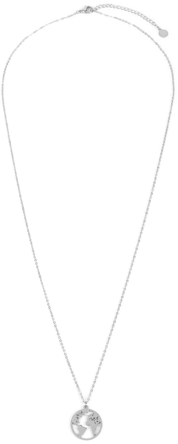 Stylebreaker Edelstahl Halskette Mit Weltkarte Anhänger