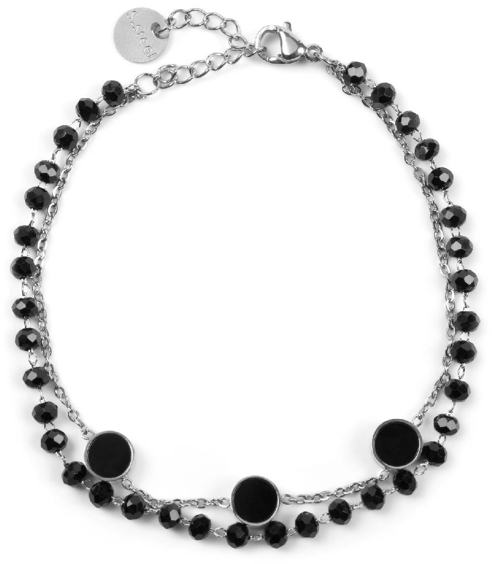 Stylebreaker Edelstahl Layer Armkette mit Kunststoff Perlen