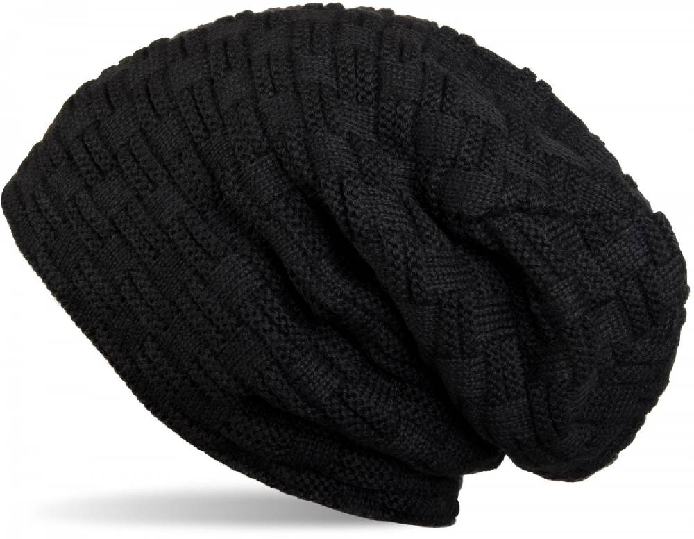 Stylebreaker Feinstrick Beanie mit Flecht Muster und Teddyfleece