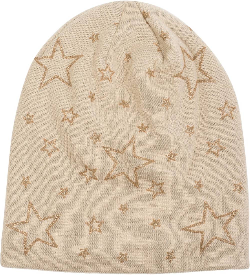 Stylebreaker Feinstrick Beanie Mit Glitzer Stern Print