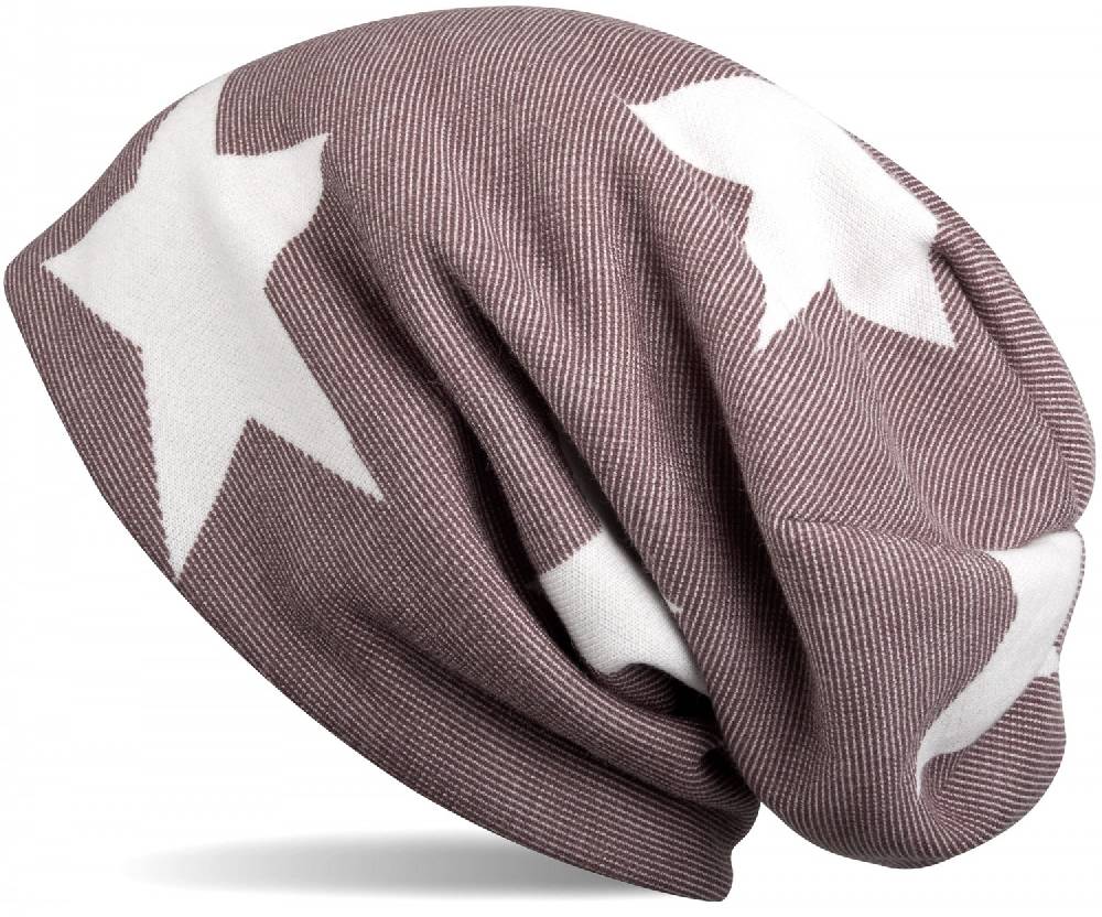 Stylebreaker Feinstrick Beanie mit Sterne, Streifen Muster