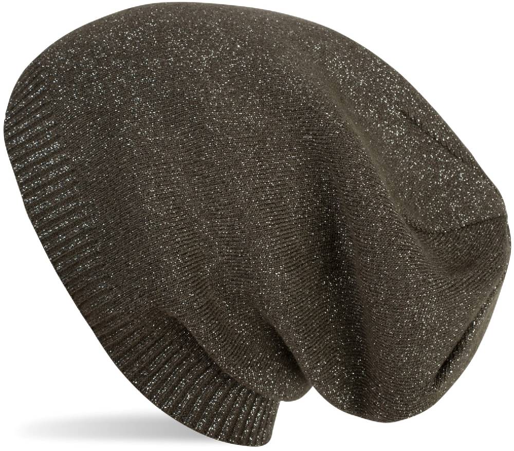 Stylebreaker Feinstrick Beanie Mütze mit Glitzerfaden