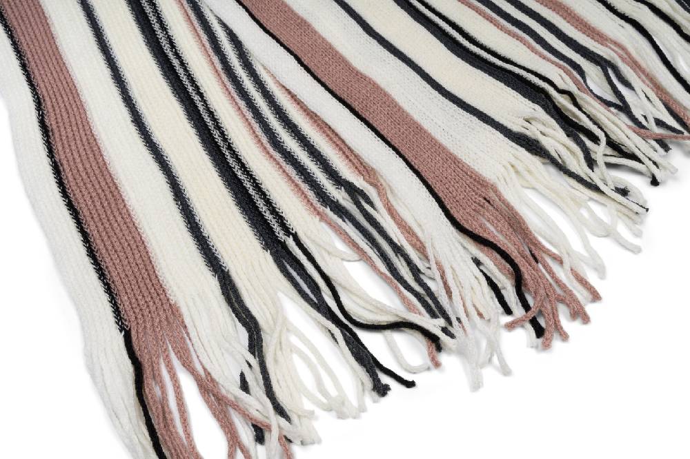 Stylebreaker Feinstrick Schal Mit Streifen Muster Und Fransen