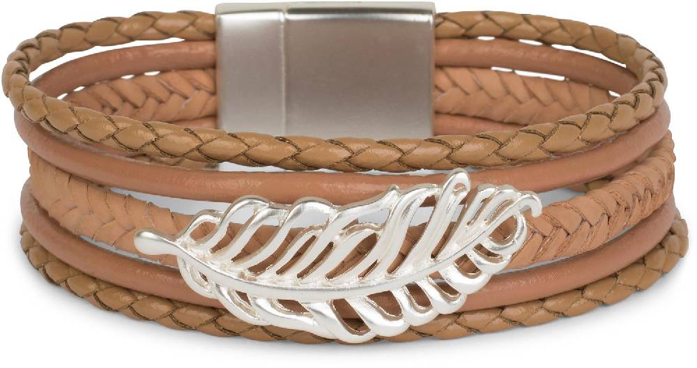 Stylebreaker Flecht Armband mit Feder Schmuck Element