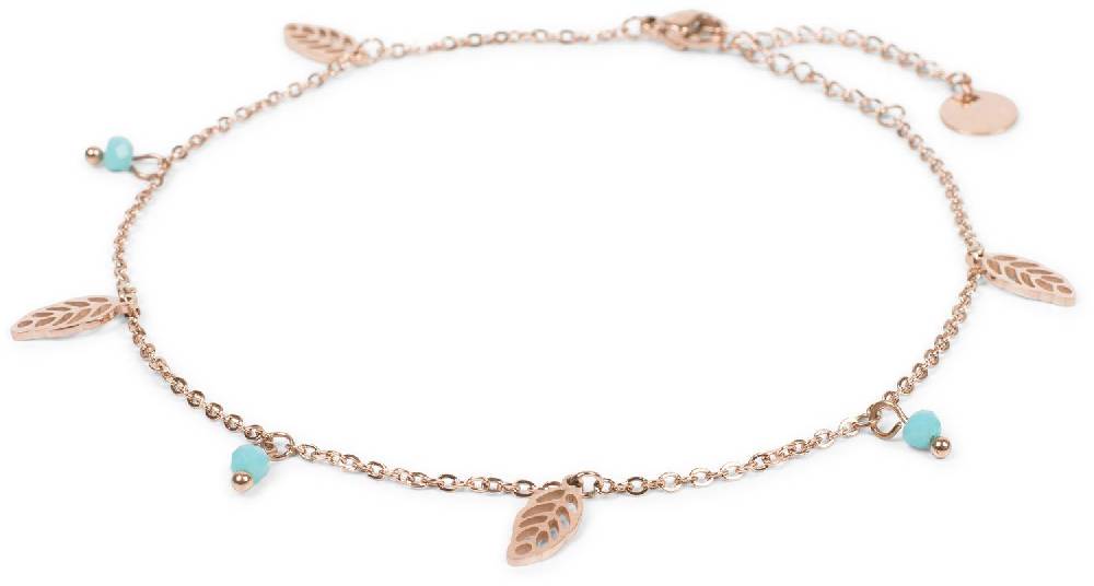 Stylebreaker Fußkettchen Mit Blatt Und Perlen Anhängern