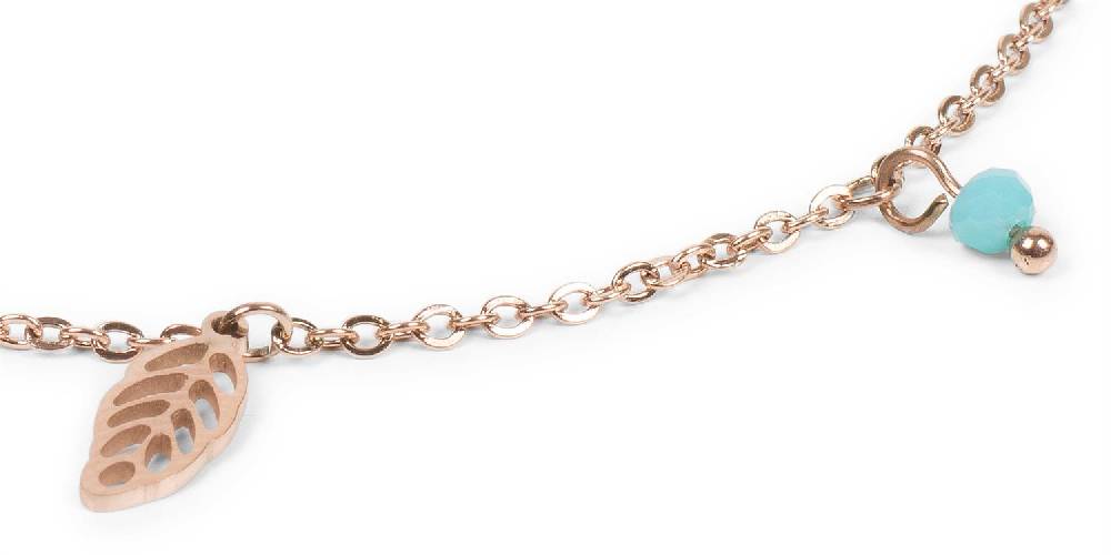 Stylebreaker Fußkettchen Mit Blatt Und Perlen Anhängern