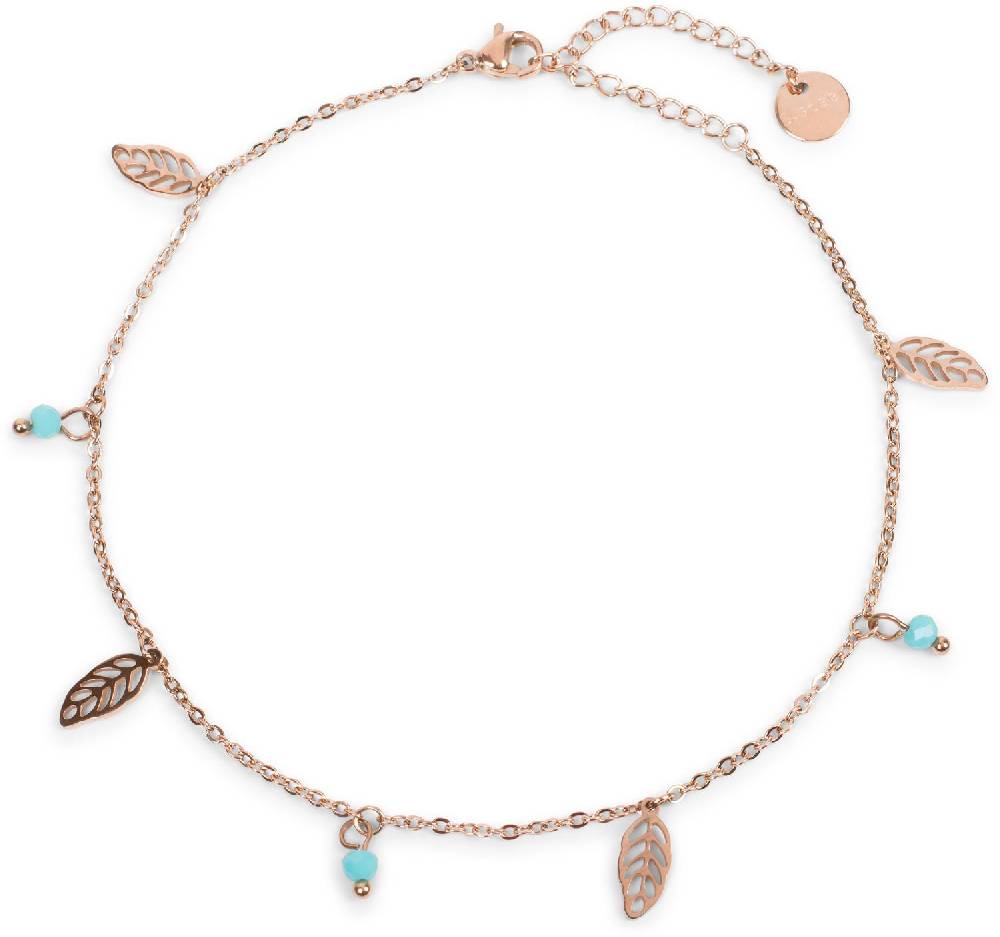 Stylebreaker Fußkettchen mit Blatt und Perlen Anhängern