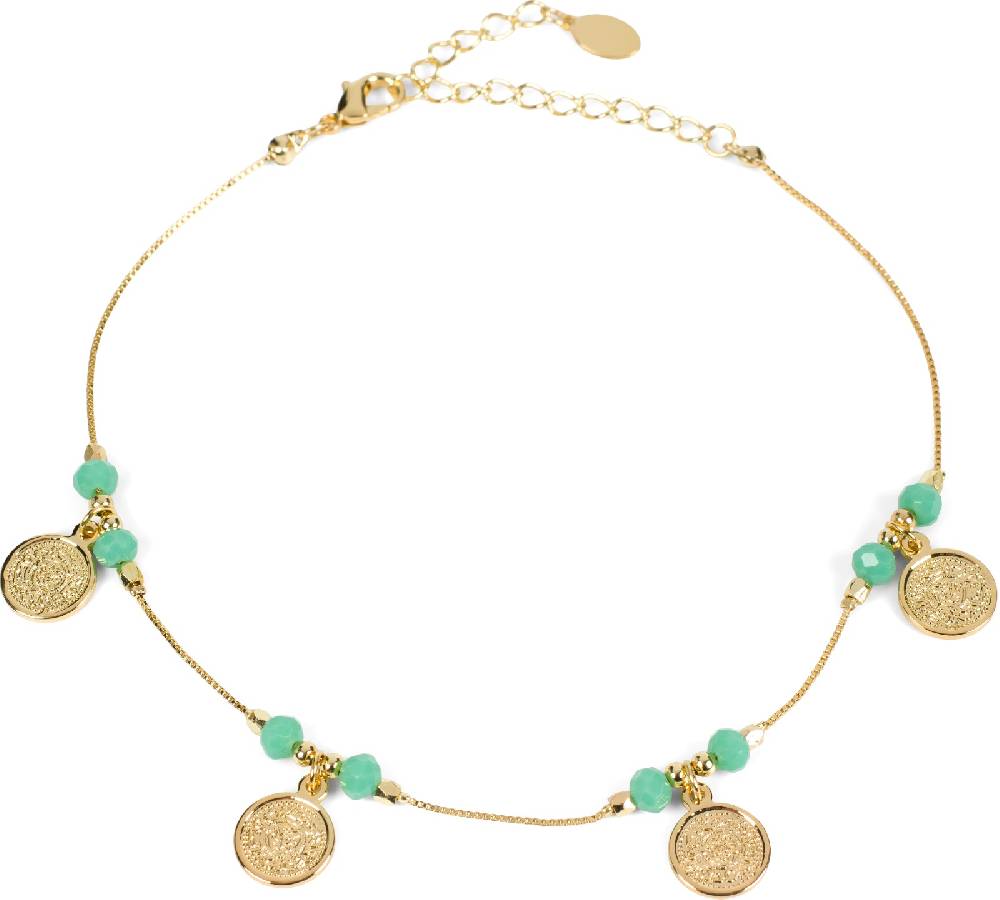 Stylebreaker Fußkettchen mit Münz Anhängern und Perlen