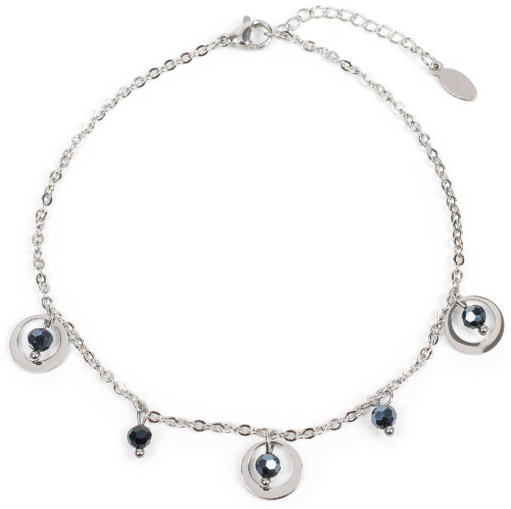 Stylebreaker Fußkettchen mit Ring und Perlen Anhängern