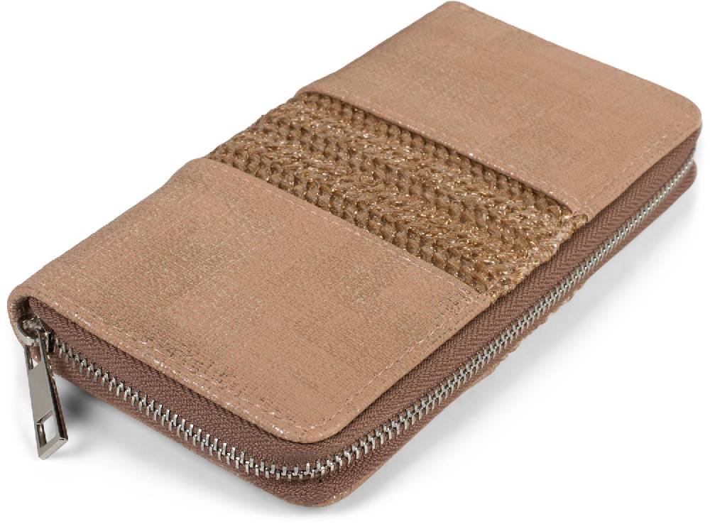 Stylebreaker Geldbörse Mit Webstoff Applikation Und Metallic Oberfläche