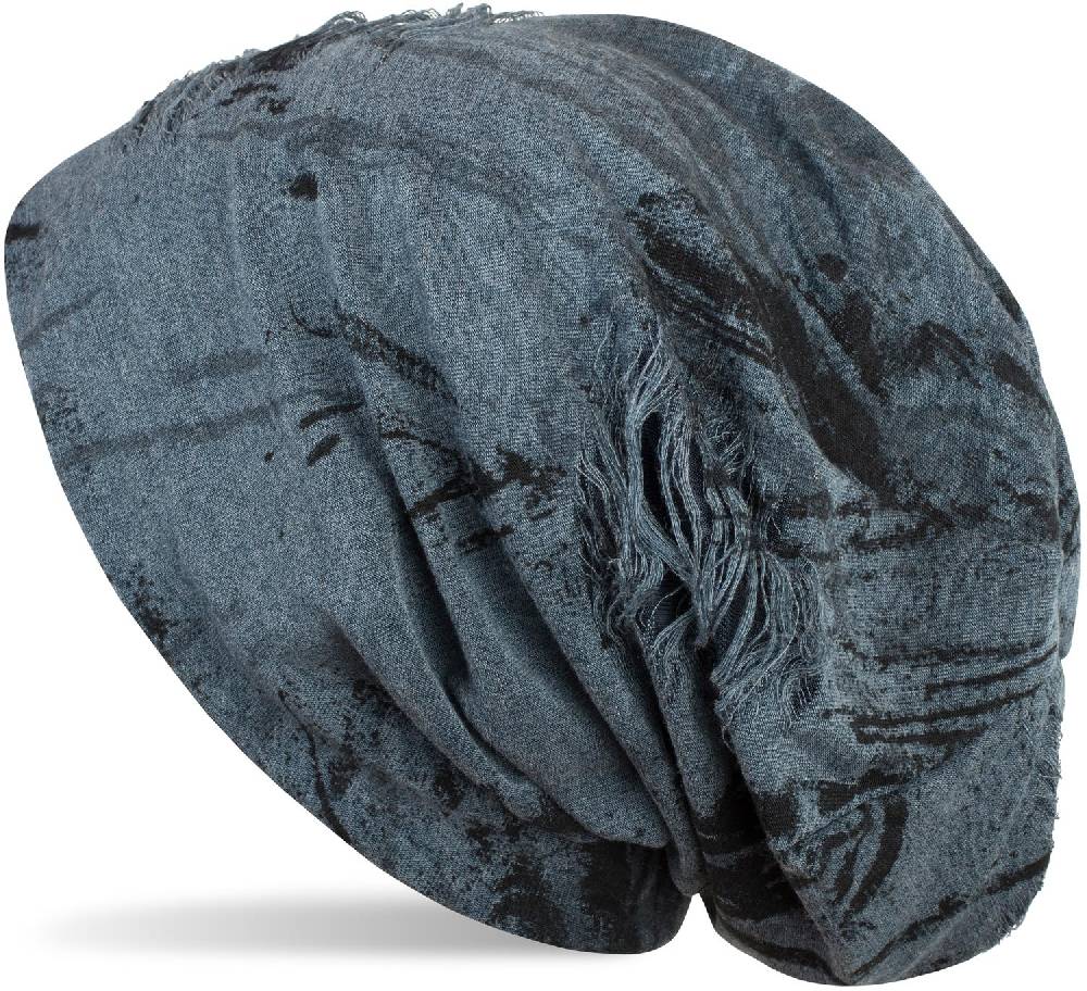 Stylebreaker Gemusterte Beanie im Destroyed used Look