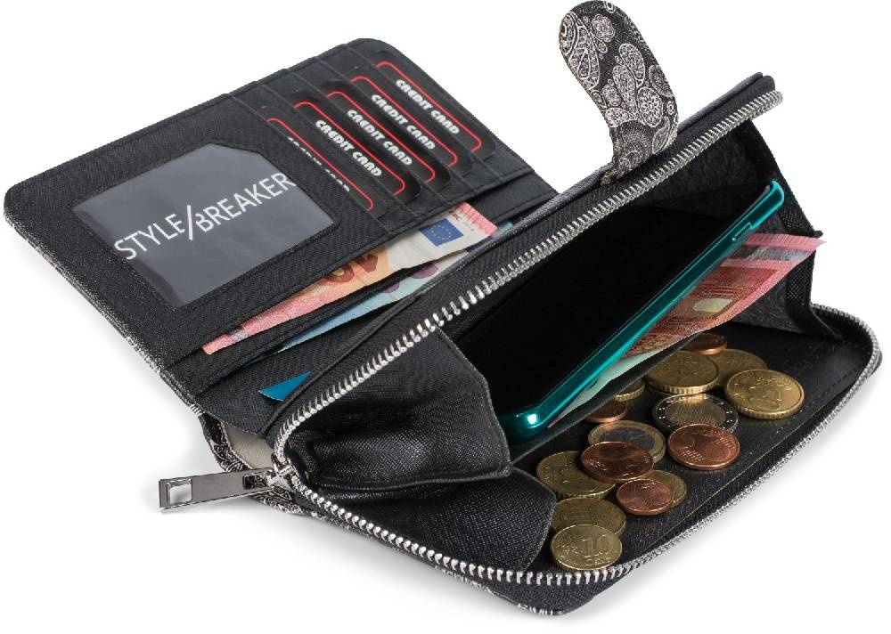 Stylebreaker Große Geldbörse Mit Totenkopf Paisley Print