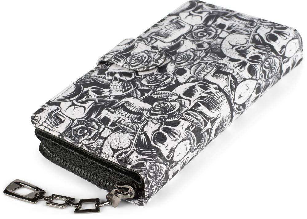Stylebreaker Große Geldbörse Totenkopf Rosen Muster