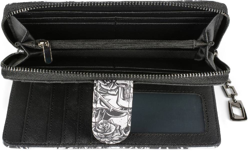 Stylebreaker Große Geldbörse Totenkopf Rosen Muster