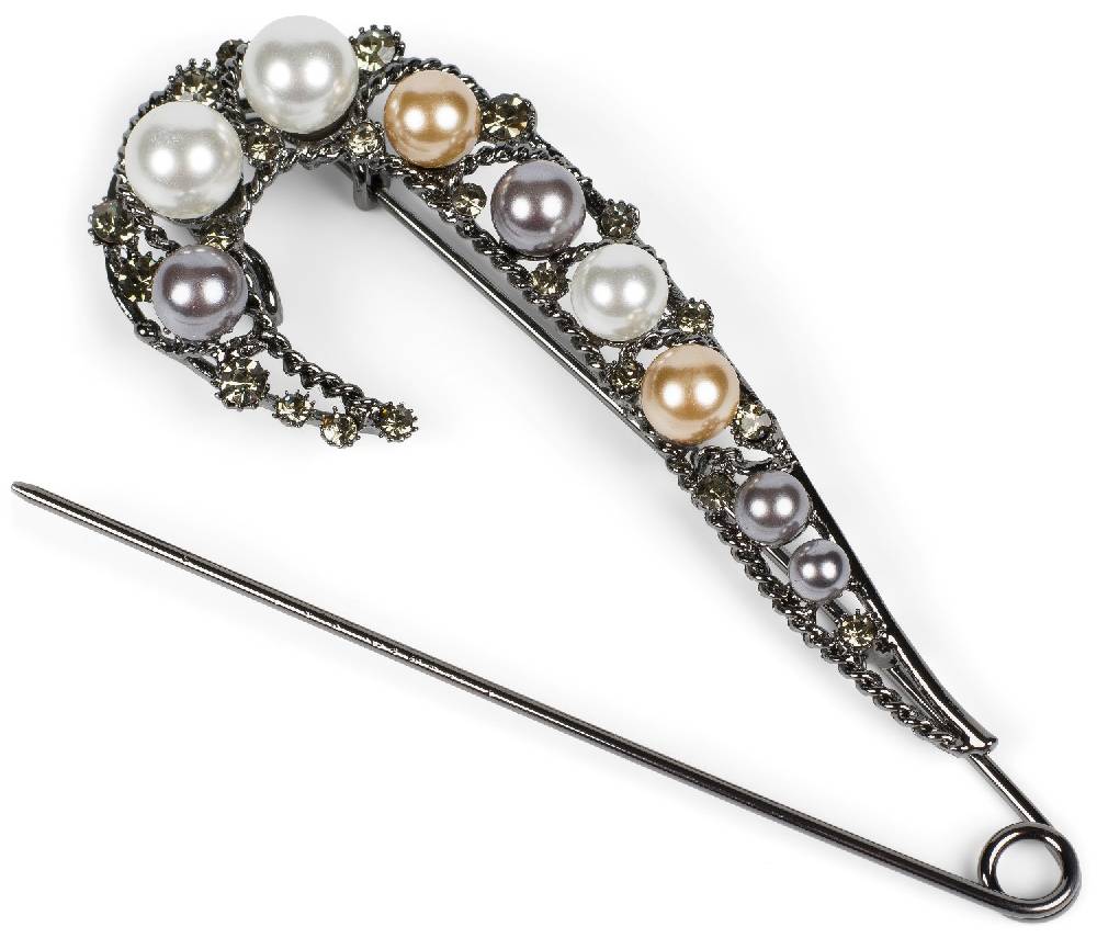 Stylebreaker Große Schmucknadel Mit Strass Und Perlen