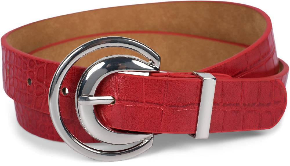 Stylebreaker Gürtel Krokoleder Optik Halbmond Schnalle