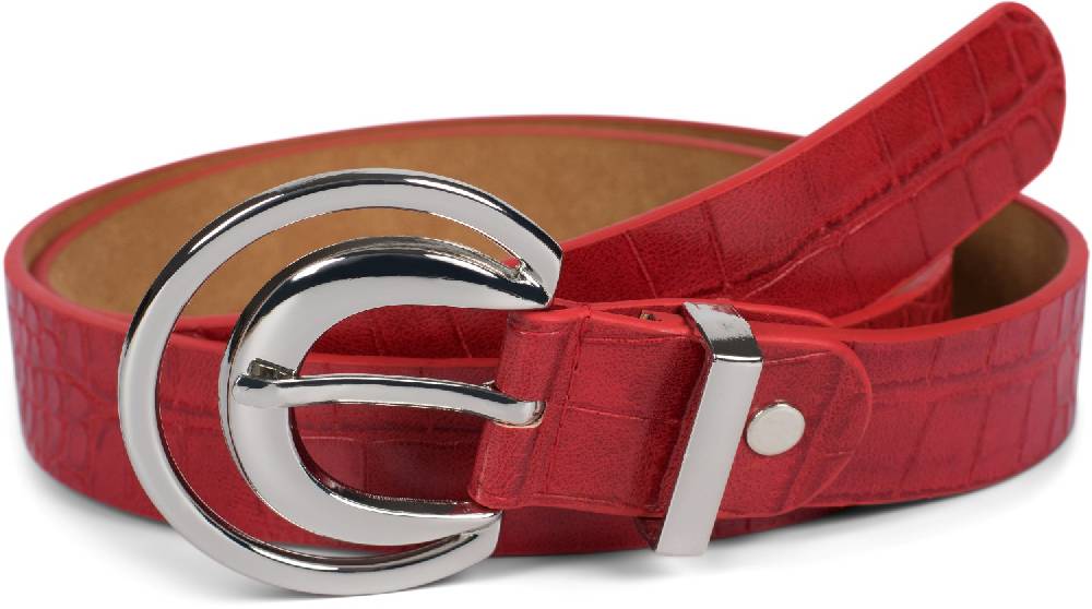 Stylebreaker Gürtel Krokoleder Optik Halbmond Schnalle
