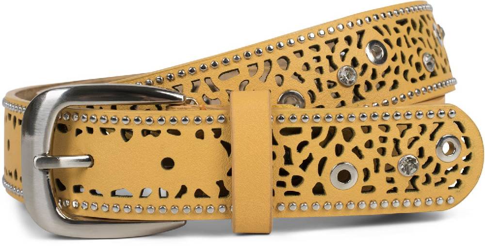 Stylebreaker Gürtel mit Lochmuster, Strass und Nieten