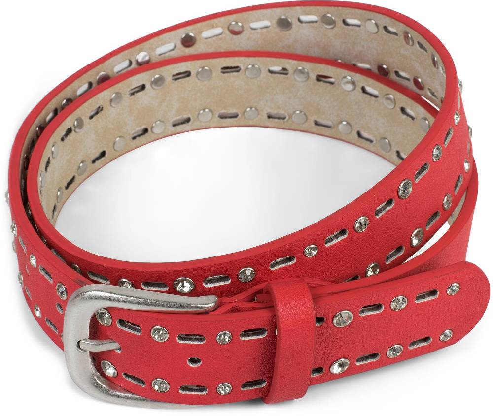 Stylebreaker Gürtel Mit Strass Und Ovalem Lasercut Muster