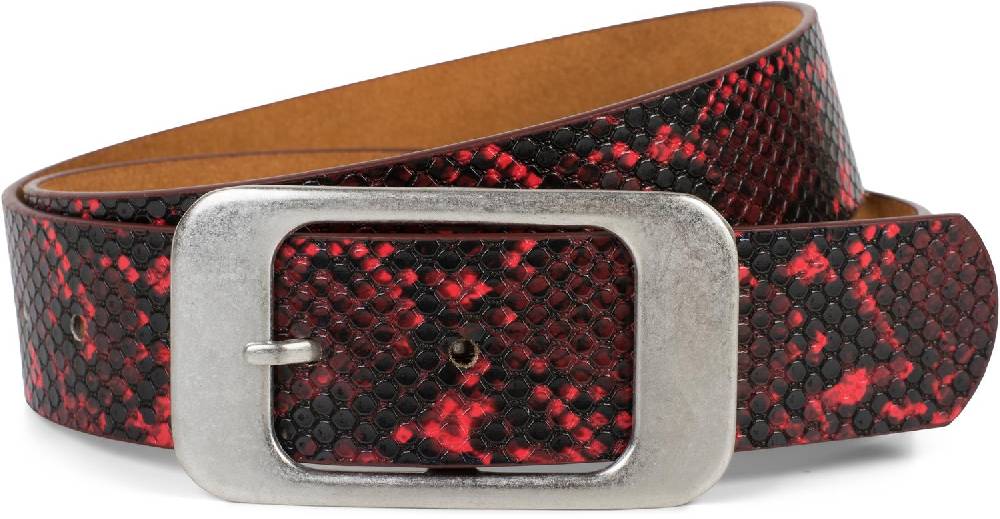 Stylebreaker Gürtel Schlangenleder Optik Mit Großer Rechteckiger Schnalle