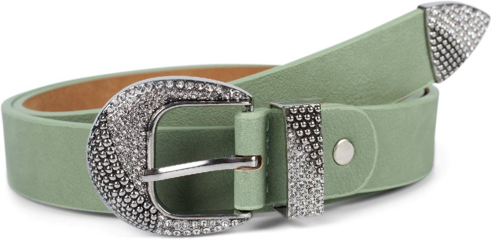 Stylebreaker Gürtel unifarben mit halbrunder Schnalle und Strass