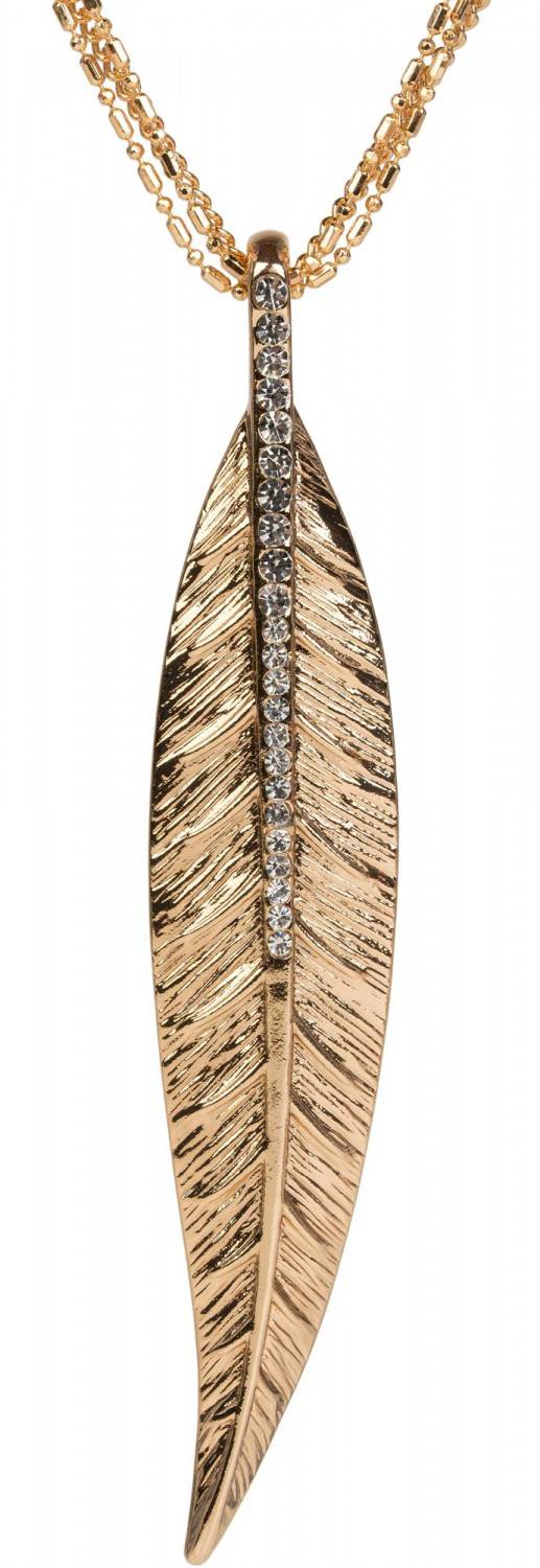 Stylebreaker Halskette mit Blatt Anhänger und Strass