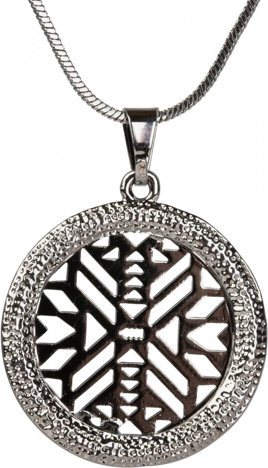 Stylebreaker Halskette Mit Rundem Ethno Anhänger & Strass