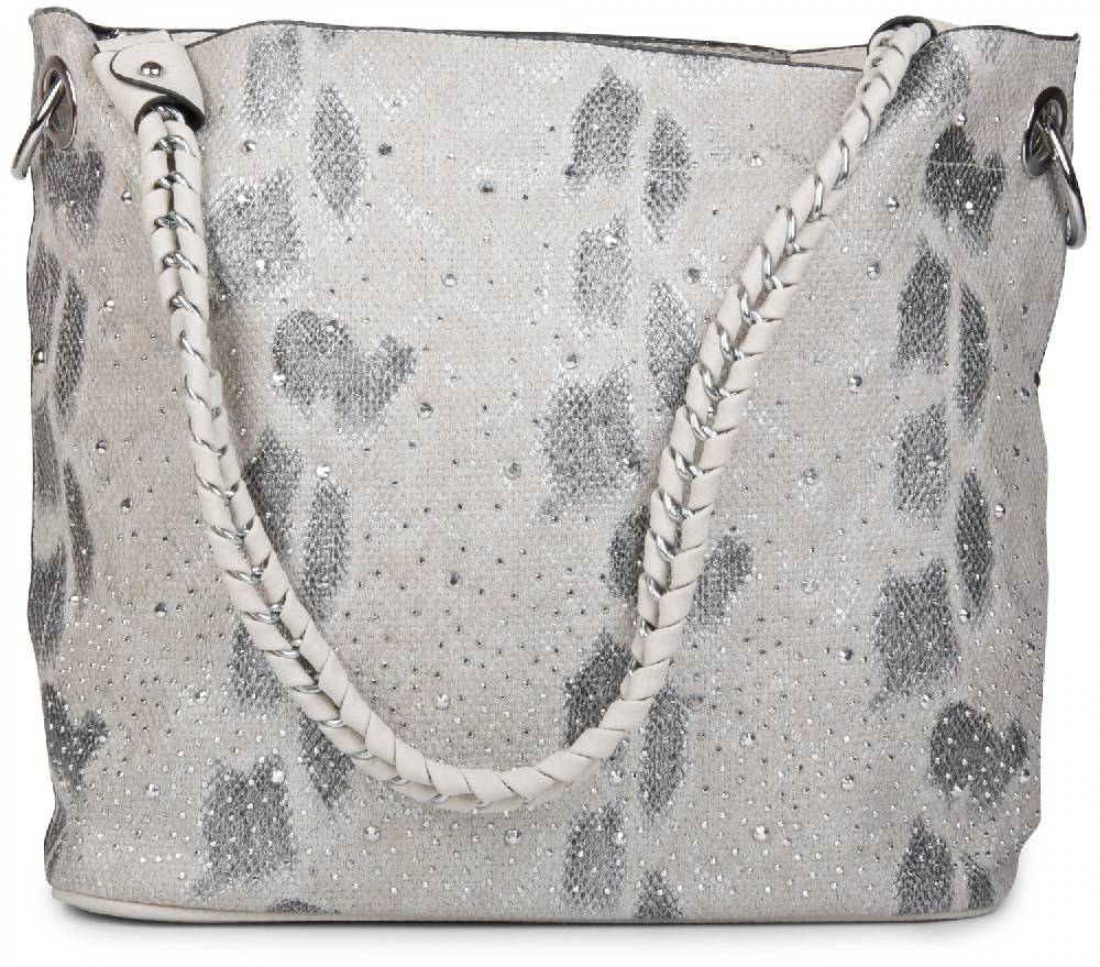 Stylebreaker Handtaschen Set mit Strass Applikation in Schlangenleder Optik