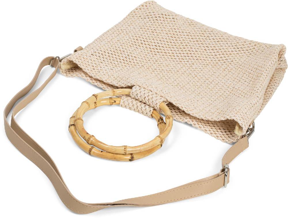 Stylebreaker Henkeltasche Mit Bambus Henkel In Häkel Optik