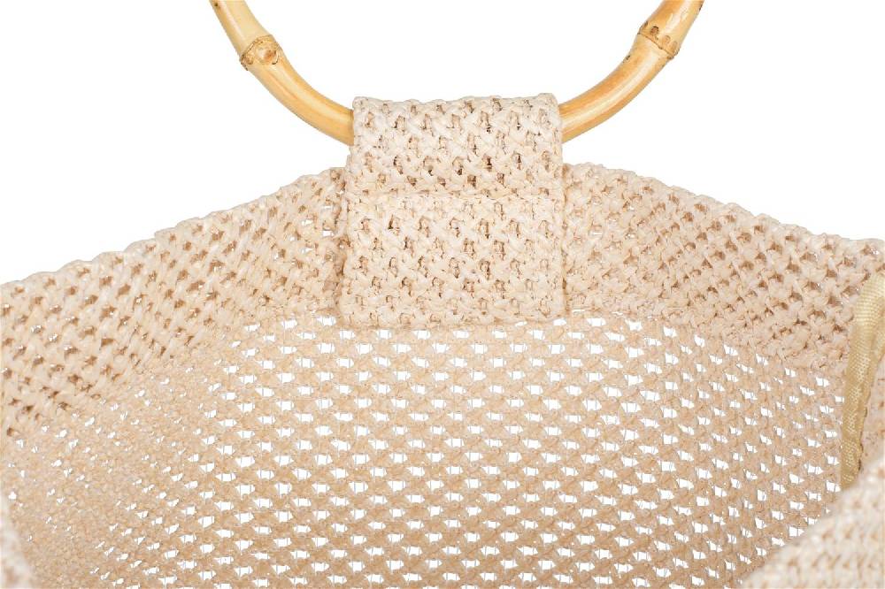 Stylebreaker Henkeltasche Mit Bambus Henkel In Häkel Optik