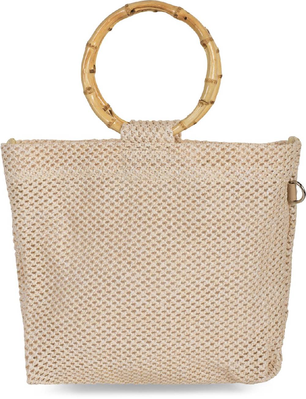 Stylebreaker Henkeltasche mit Bambus Henkel in Häkel Optik