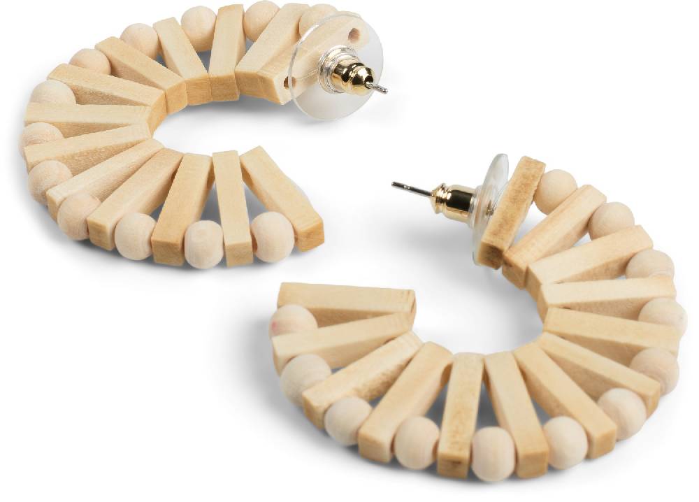 Stylebreaker Holz Creolen Ohrringe Mit Perlen Und Stäbchen